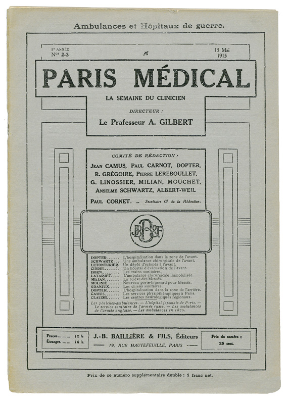 Paris médical, n°37, 2 janvier 1915